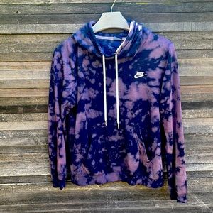 Upcycled reverse tie-dye Nike cowl-neck hoodie, women’s large
